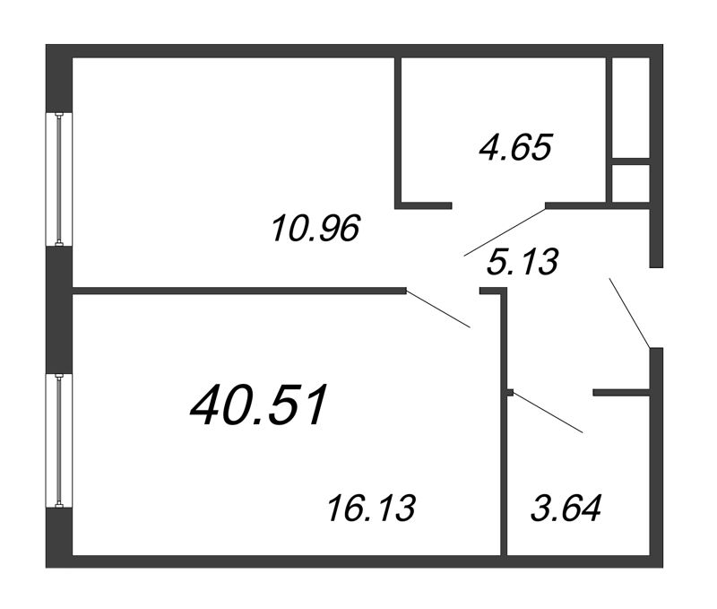 1 ккв 40,5 м²