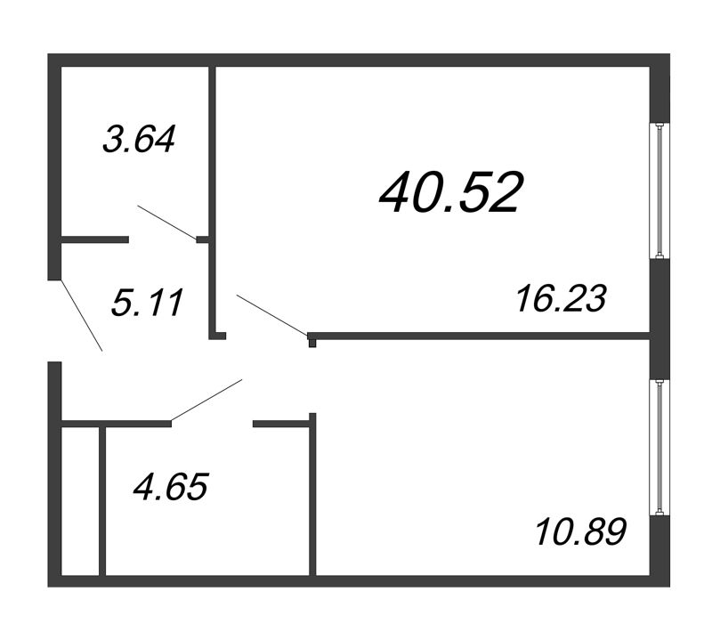 1 ккв 40,5 м²