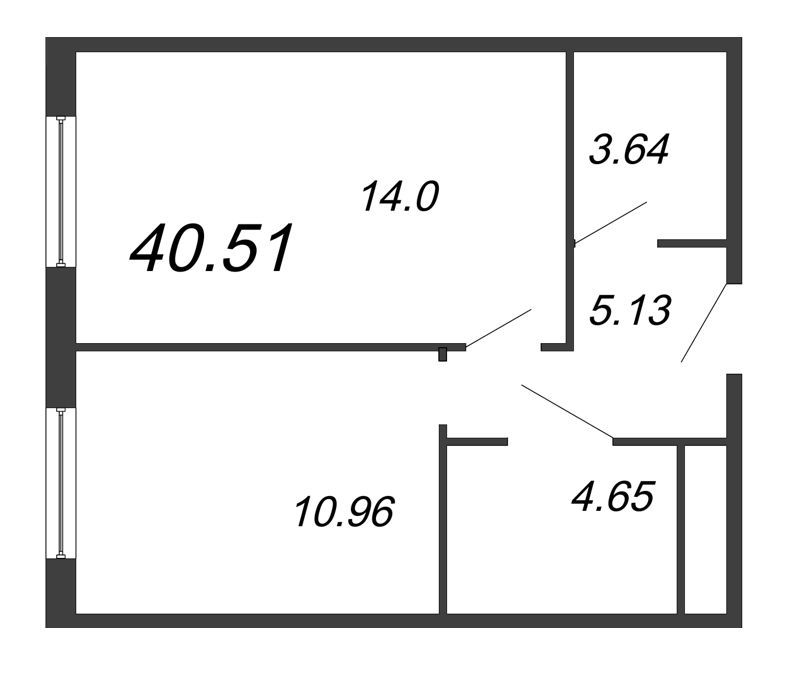 1 ккв 40,5 м²