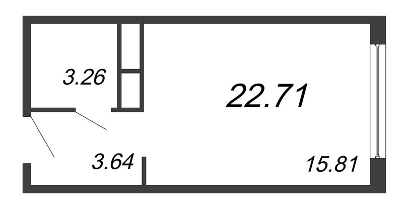 Студия 22,9 м²