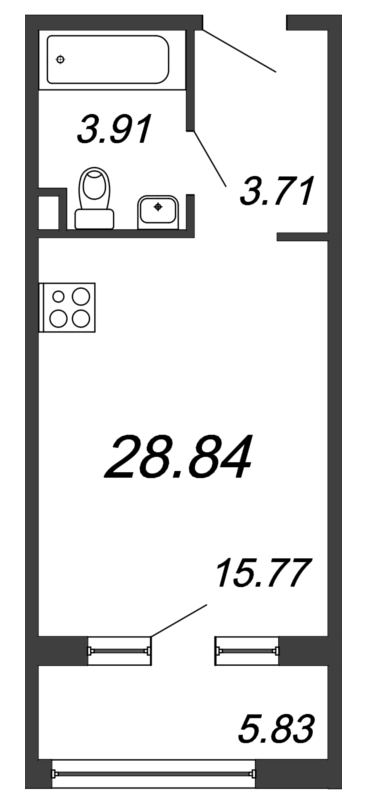 Студия 28,8 м²