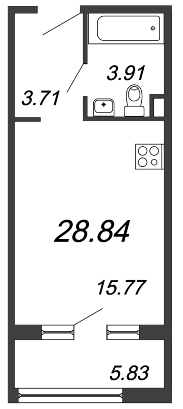 Студия 28,8 м²