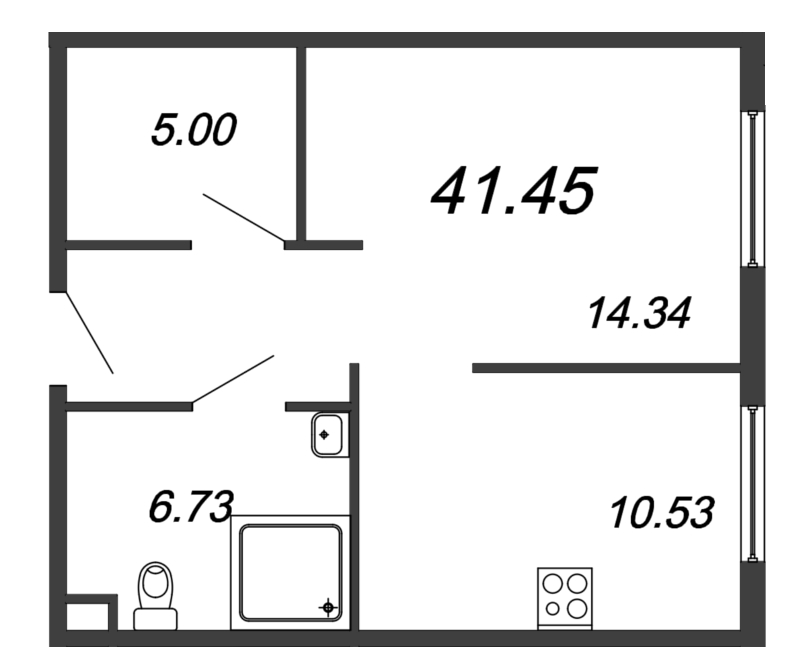 1 ккв 41,5 м²