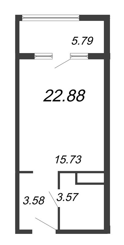 Студия 21,9 м²