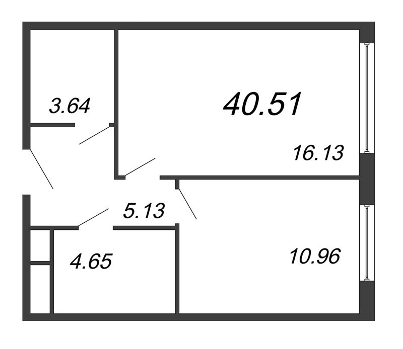 1 ккв 40,5 м²