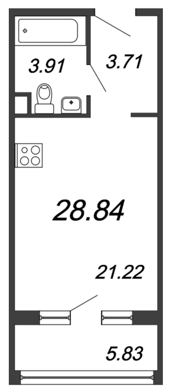 Студия 28,8 м²