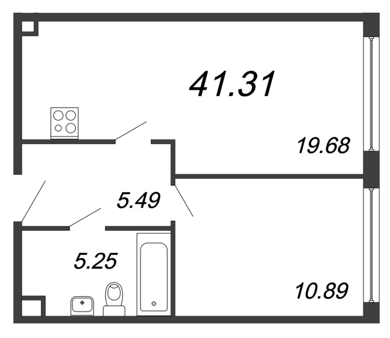 2 ккв (Евро) 41,3 м²