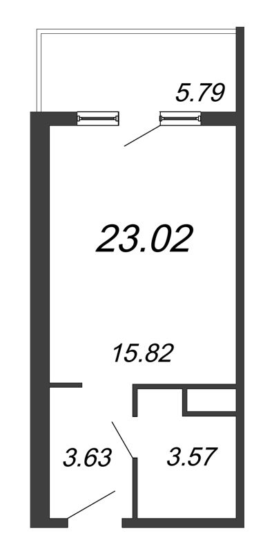 Студия 23 м²