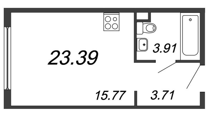 Студия 23,4 м²