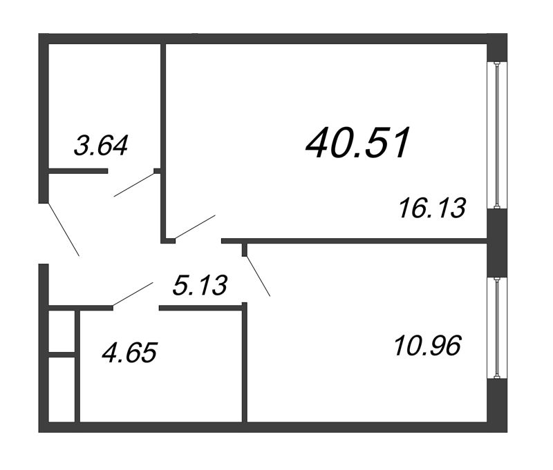 1 ккв 40,5 м²