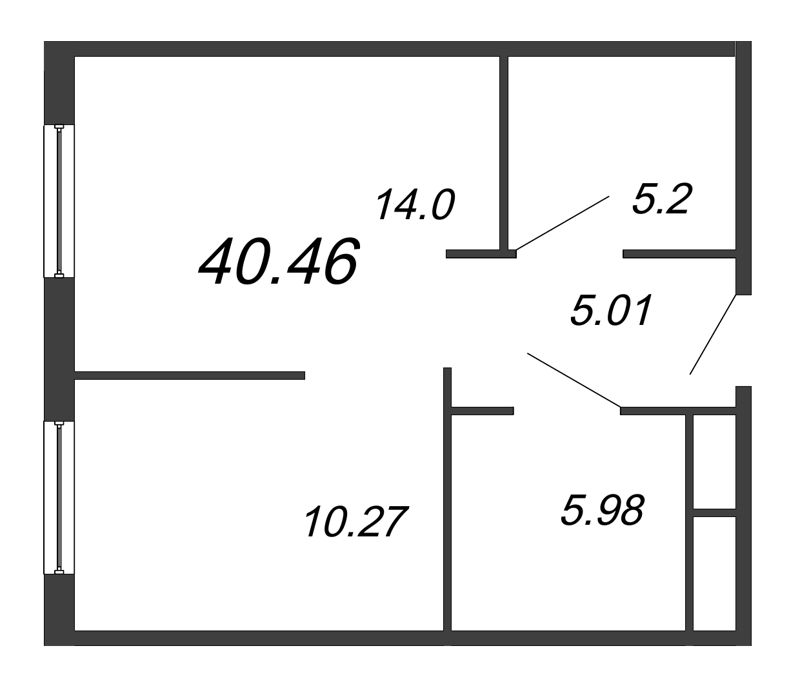 1 ккв 40,5 м²