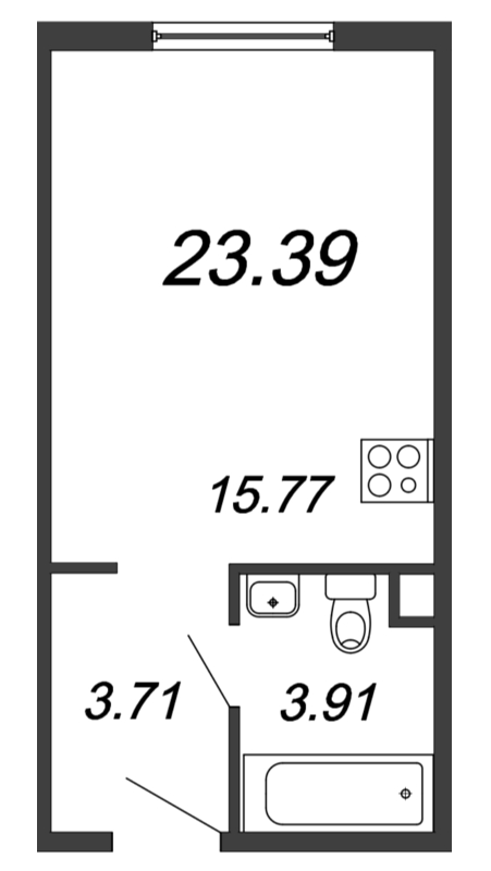 Студия 23,4 м²