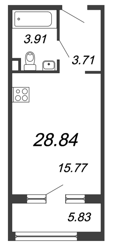 Студия 28,8 м²