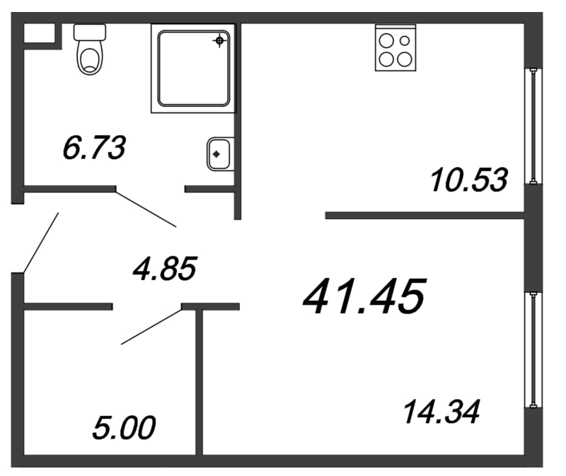 1 ккв 41,5 м²