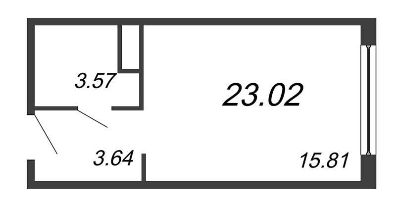 Студия 23 м²