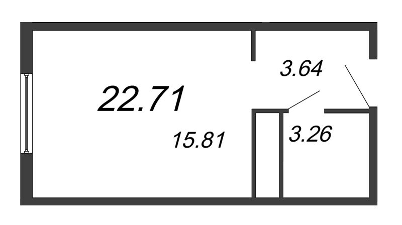 Студия 22,7 м²