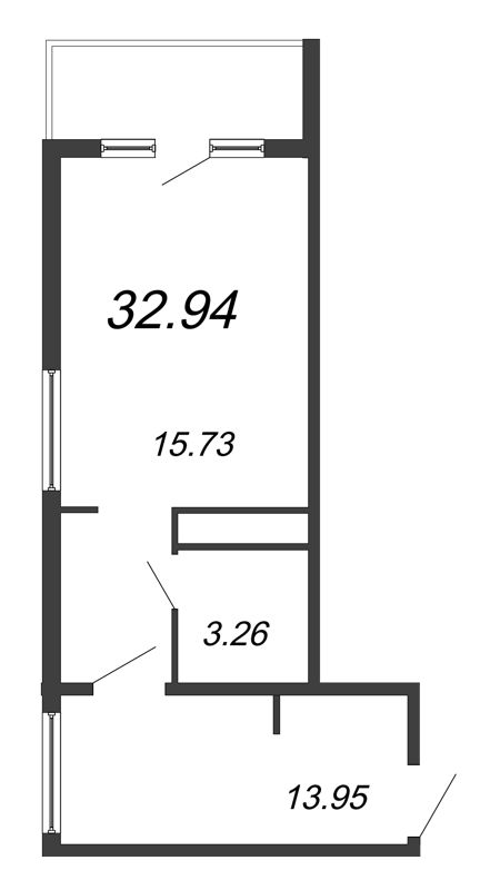 Студия 31,6 м²