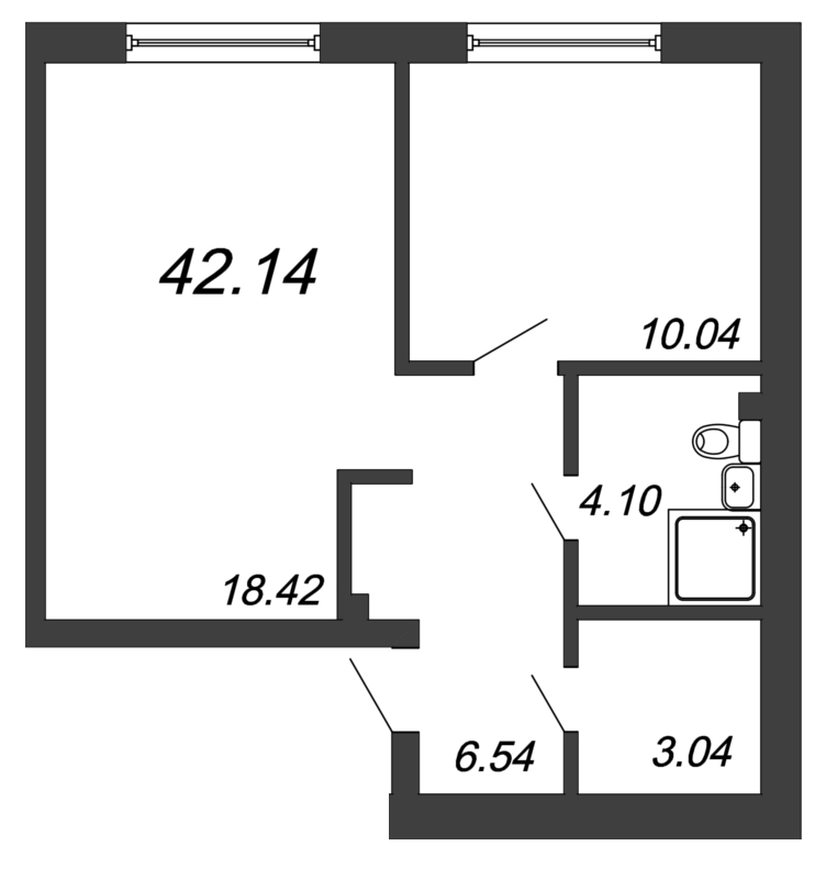 2 ккв (Евро) 42,6 м²