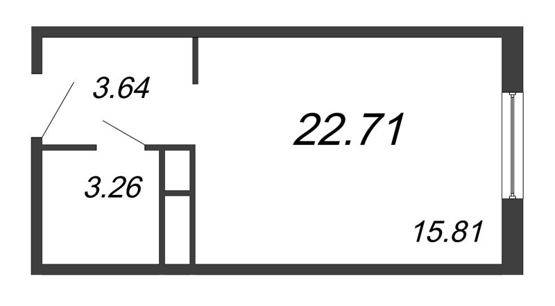 Студия 22,9 м²