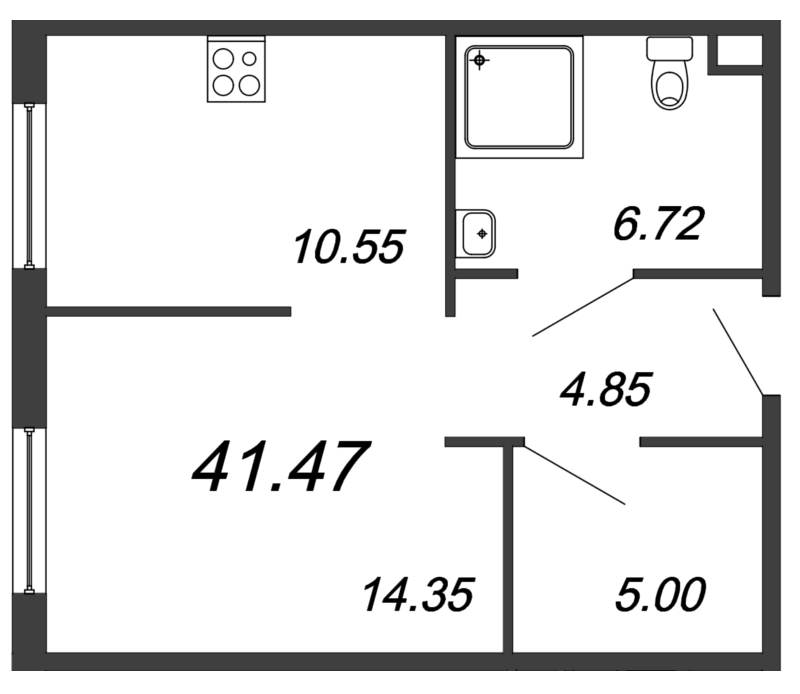 1 ккв 41,5 м²