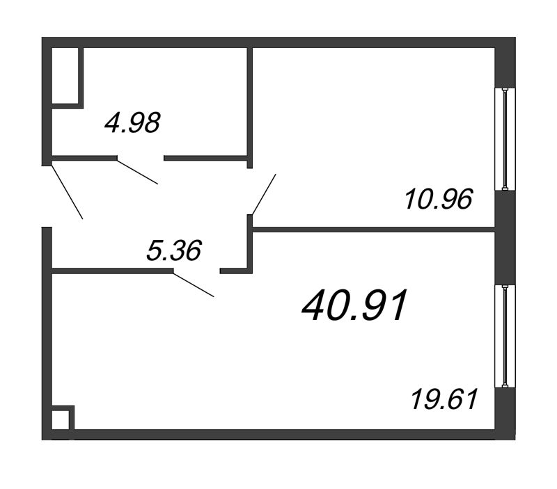 2 ккв (Евро) 40,9 м²