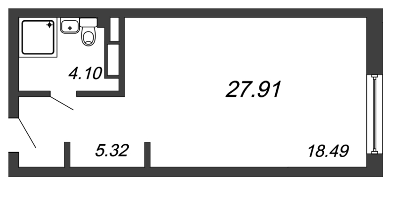 Студия 30,1 м²