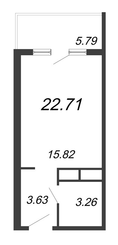 Студия 22,7 м²