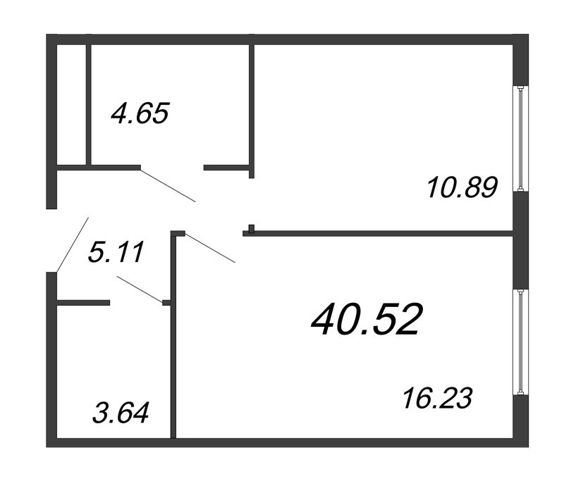 1 ккв 40,5 м²