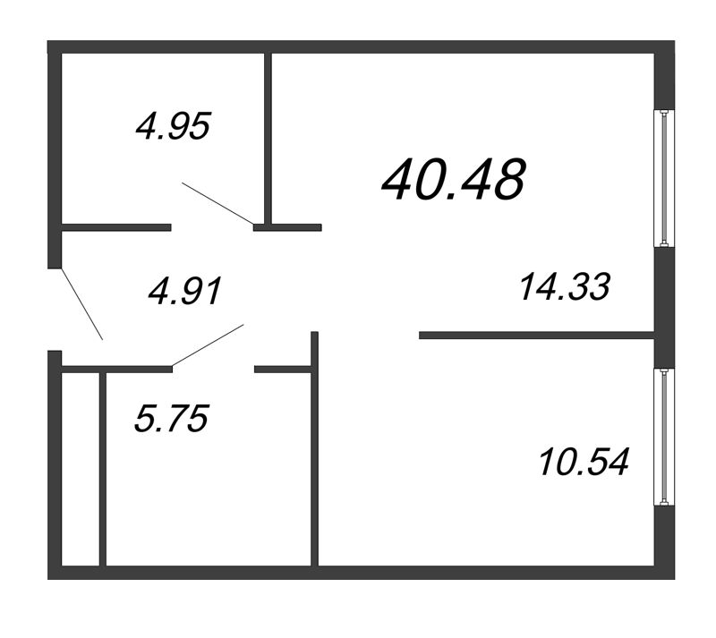 1 ккв 40,5 м²