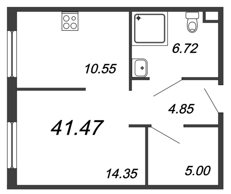 1 ккв 41,5 м²