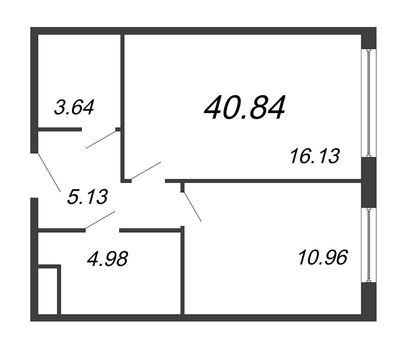 1 ккв 40,8 м²
