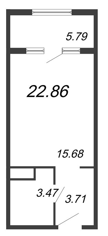 Студия 21,9 м²