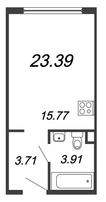 Студия 23,4 м²