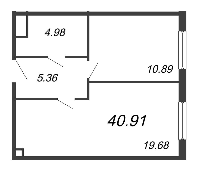 2 ккв (Евро) 42,2 м²