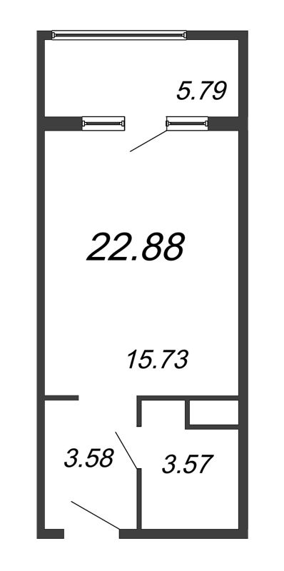 Студия 22,9 м²