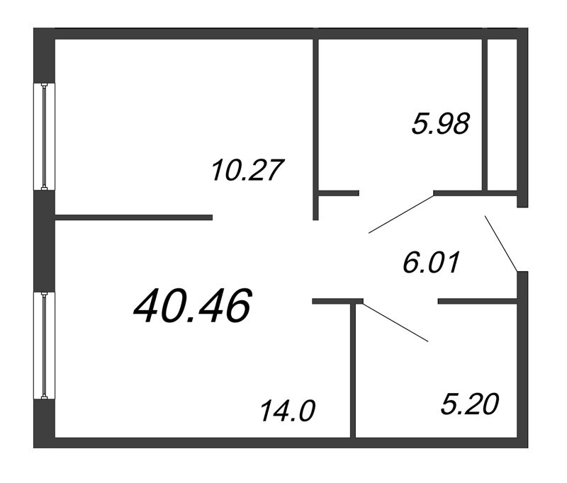 1 ккв 40,5 м²