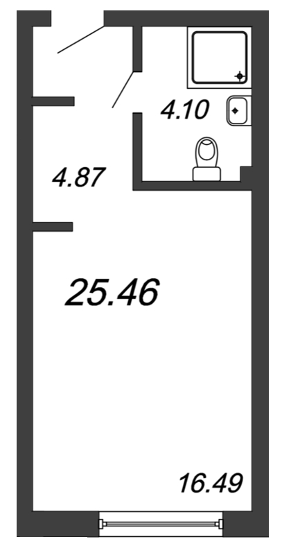 Студия 25,4 м²