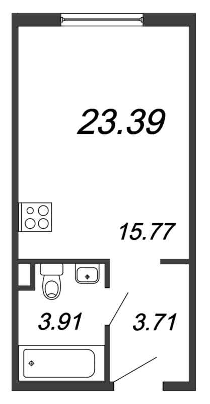 Студия 23,4 м²