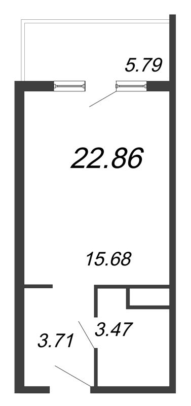 Студия 21,9 м²
