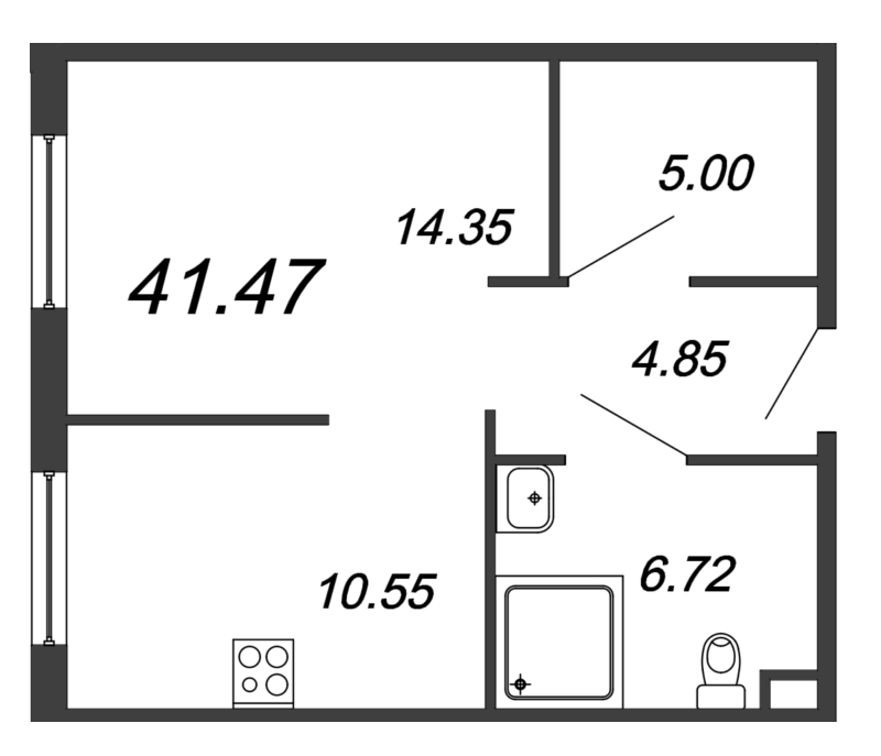 1 ккв 41,5 м²