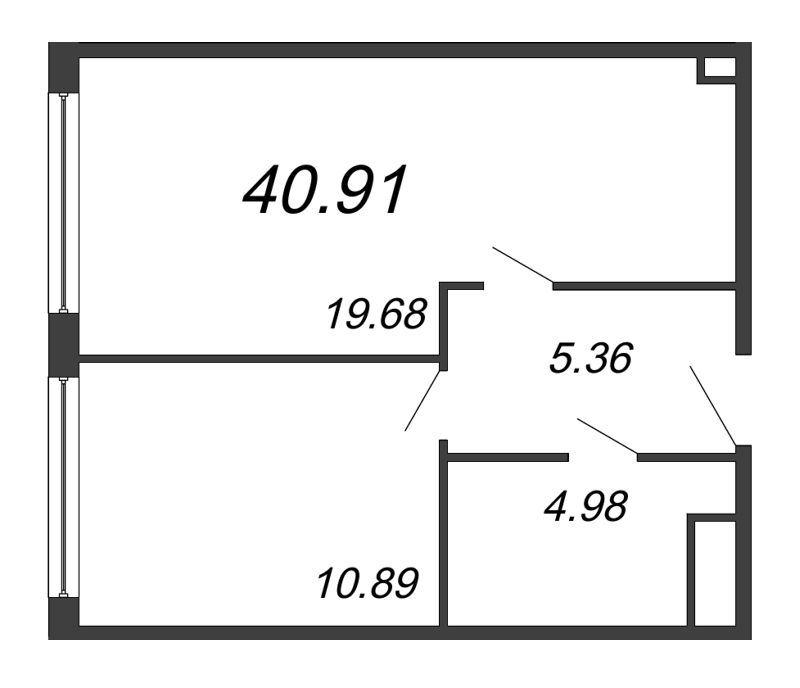 1 ккв 40,9 м²