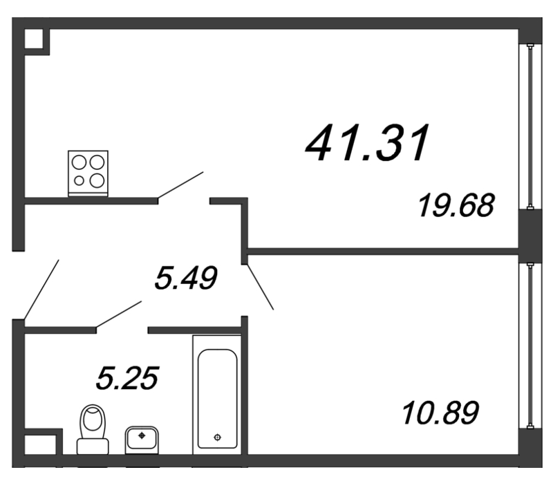 2 ккв (Евро) 41,3 м²
