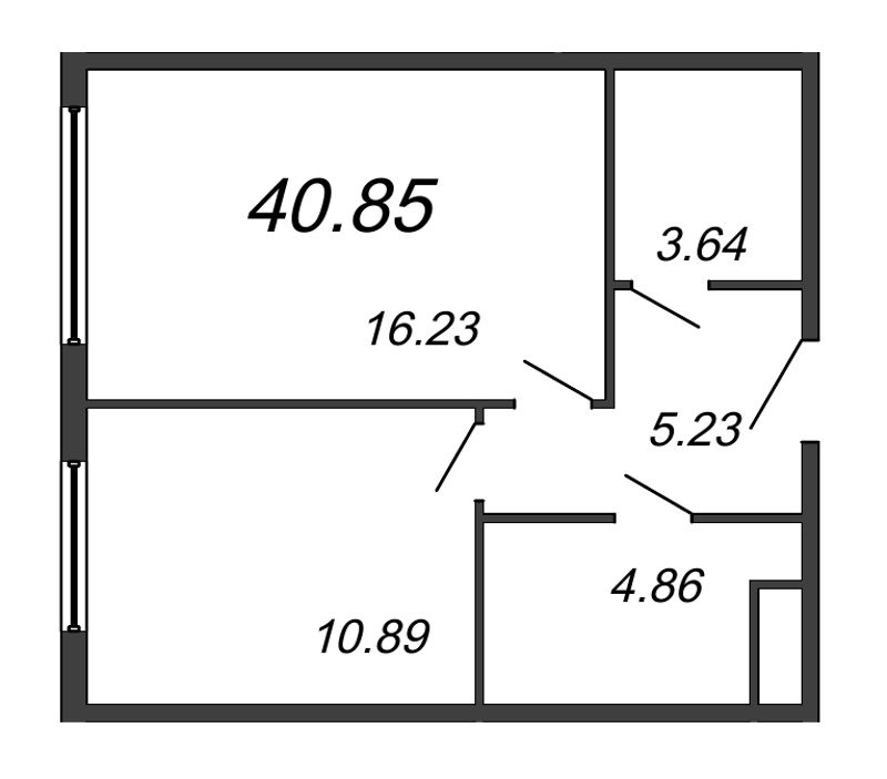 1 ккв 40,9 м²
