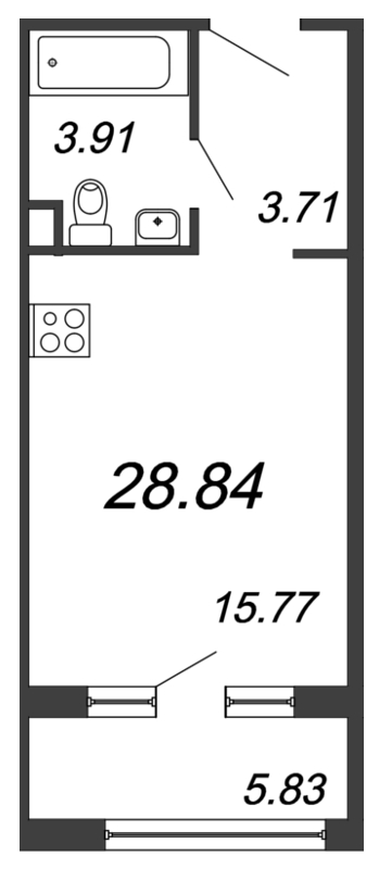 Студия 28,8 м²