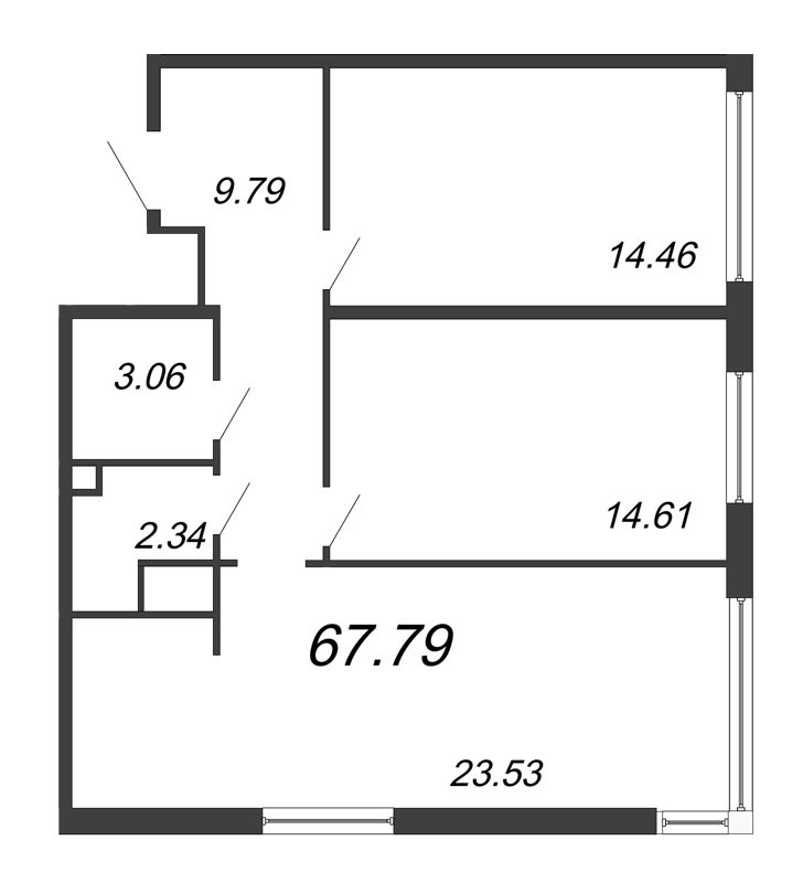 3 ккв (Евро) 65,7 м²