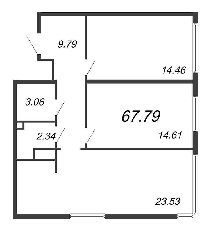 3 ккв (Евро) 67,8 м²