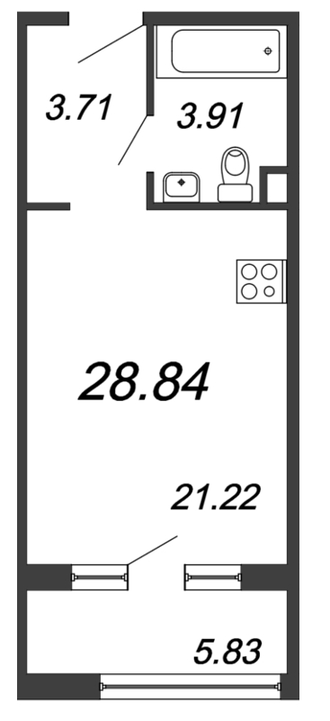 Студия 28,8 м²