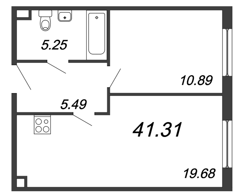 2 ккв (Евро) 41,3 м²