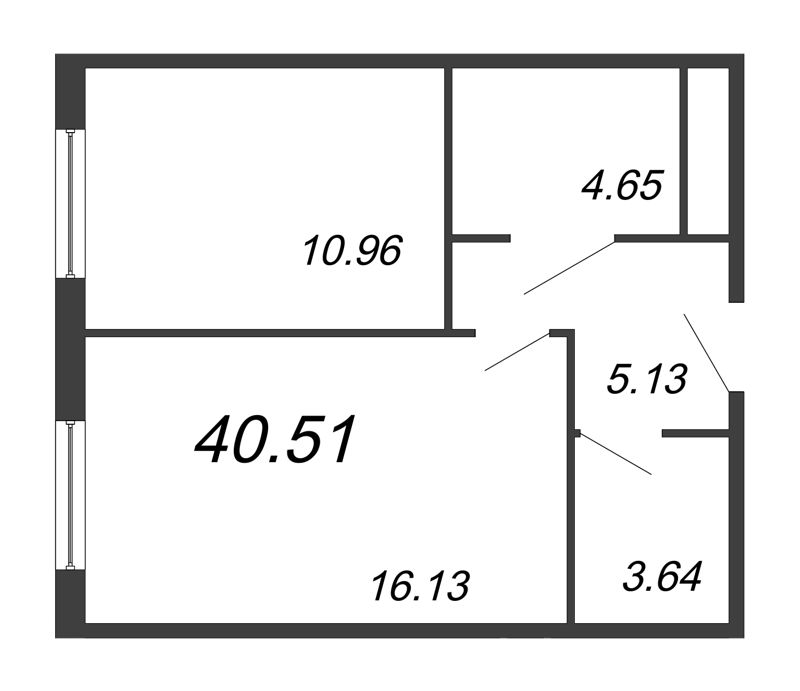 1 ккв 40,5 м²