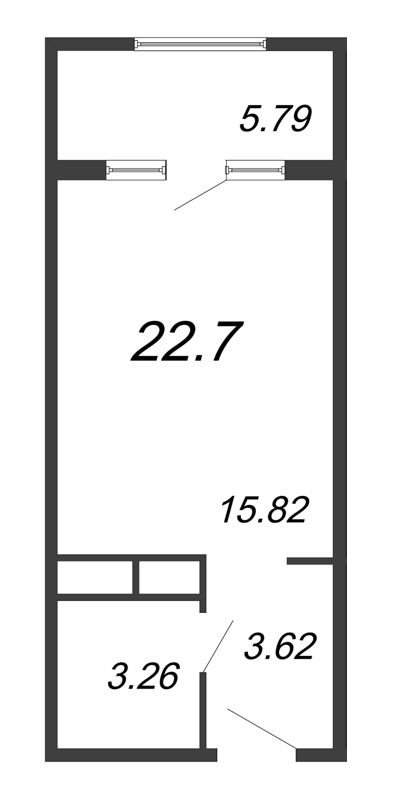 Студия 22,7 м²